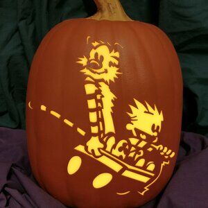 Calvin & Hobbes Carved Foam Permanent Pumpkin Comics Bill Watterson Childhood